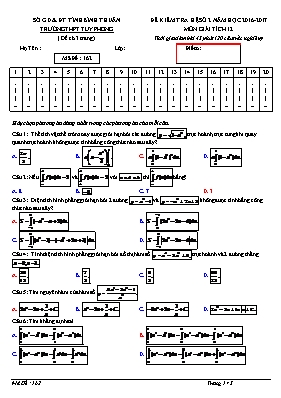 Đề kiểm tra hệ số 2 môn Giải tích 12